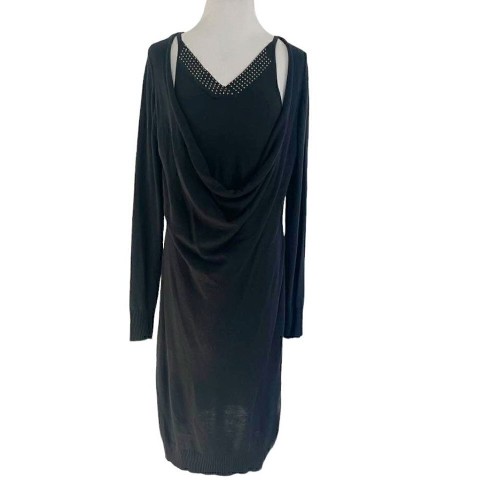 Kerisma Size XL Dress Embellished Boho Lagenlook Long Sleeve Cashmere Blend